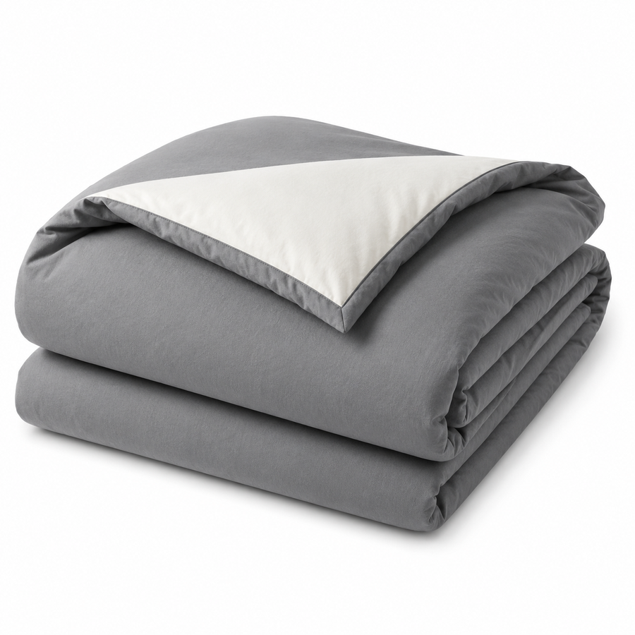 Reversible Grey & Ivory Comforter 230 × 250 cm, Soft Lightweight Bedding for Everyday Use