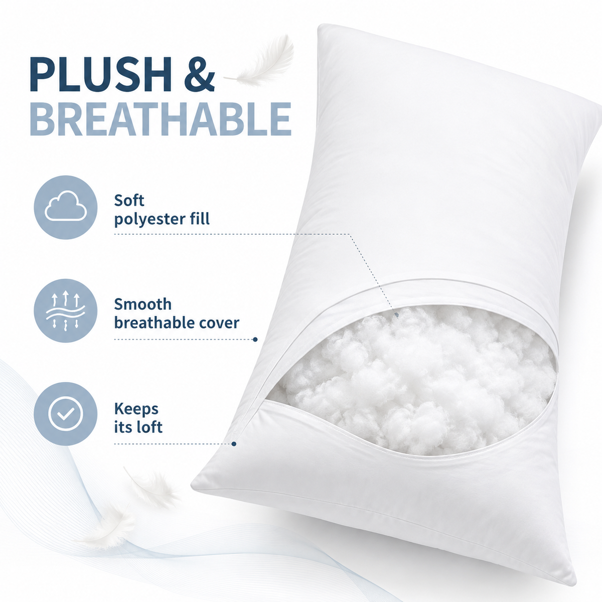 White full-length body pillow, 51 × 137 cm