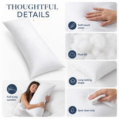 White full-length body pillow, 51 × 137 cm