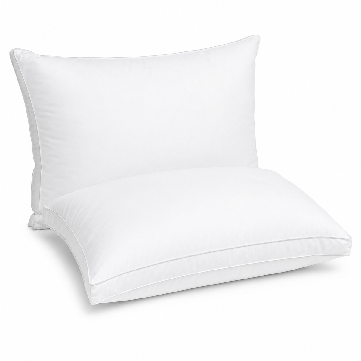 Pack of two white standard bed pillows