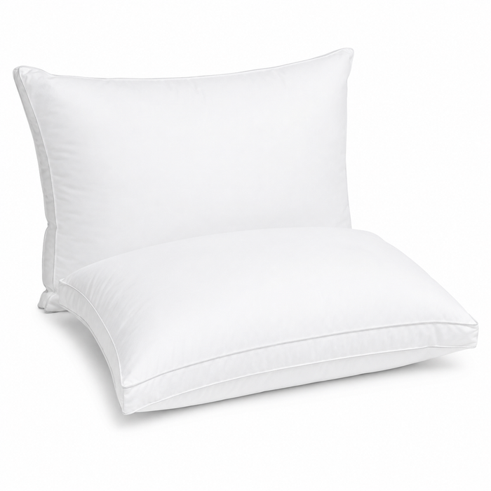Pack of two white standard bed pillows