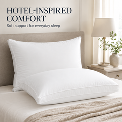 Pack of two white standard bed pillows
