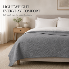 Grey lightweight quilted bedspread, 230 × 250 cm