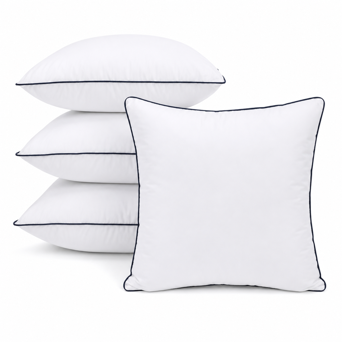 Pack of four white cushion inserts, 45 × 45 cm