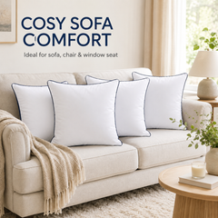 Pack of four white cushion inserts, 45 × 45 cm