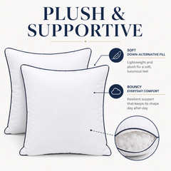 Pack of four white cushion inserts, 45 × 45 cm