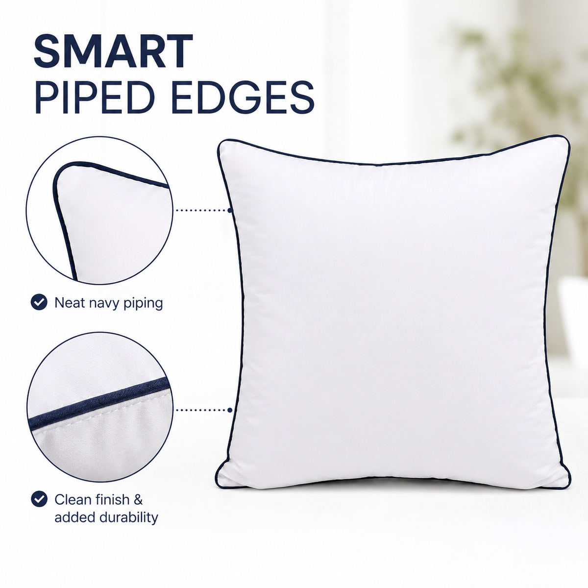 Pack of four white cushion inserts, 45 × 45 cm