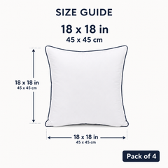 Pack of four white cushion inserts, 45 × 45 cm