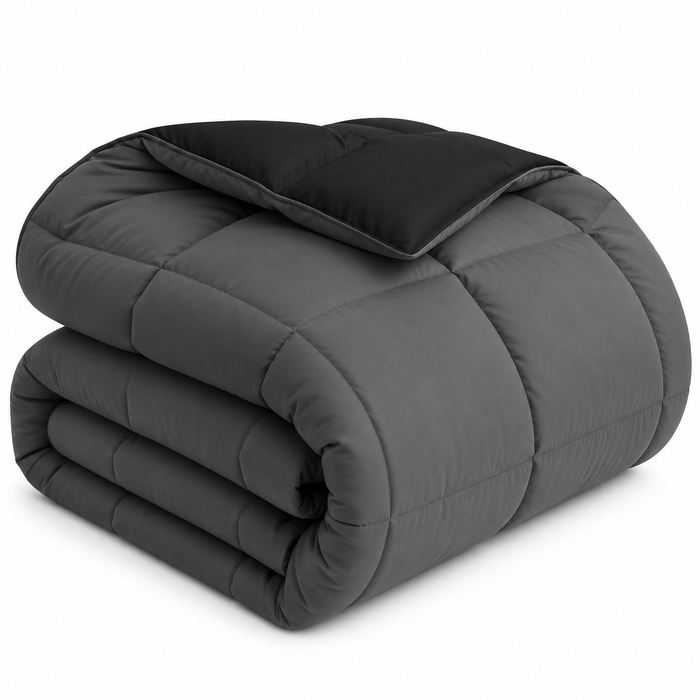 Charcoal and black reversible king duvet, 229 × 259 cm