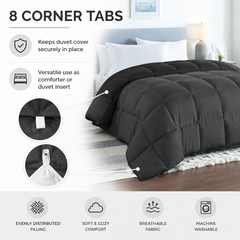 Charcoal and black reversible king duvet, 229 × 259 cm