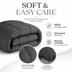 Charcoal and black reversible king duvet, 229 × 259 cm