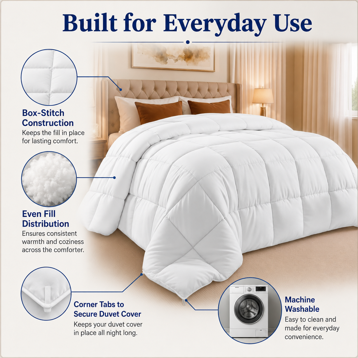 White all-season duvet insert, 224 × 224 cm