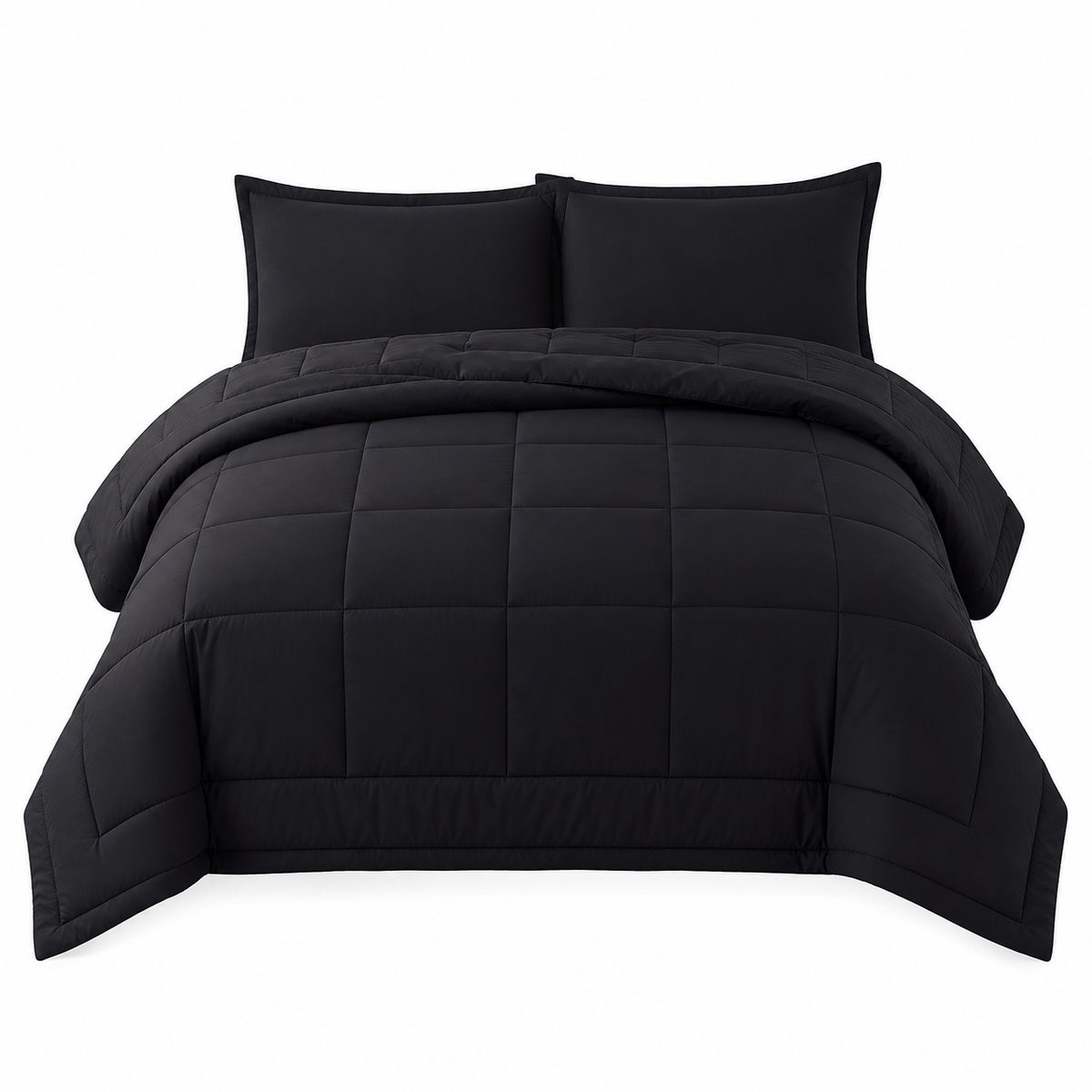 Black 3-piece comforter set with two pillowcases