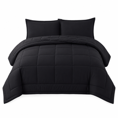 Black 3-piece comforter set with two pillowcases
