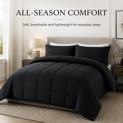 Black 3-piece comforter set with two pillowcases