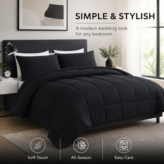 Black 3-piece comforter set with two pillowcases