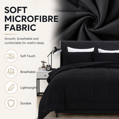 Black 3-piece comforter set with two pillowcases