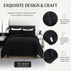 Black 3-piece comforter set with two pillowcases