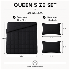 Black 3-piece comforter set with two pillowcases
