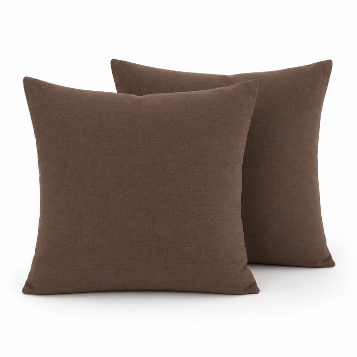Set of two brown filled cushions, 45 × 45 cm