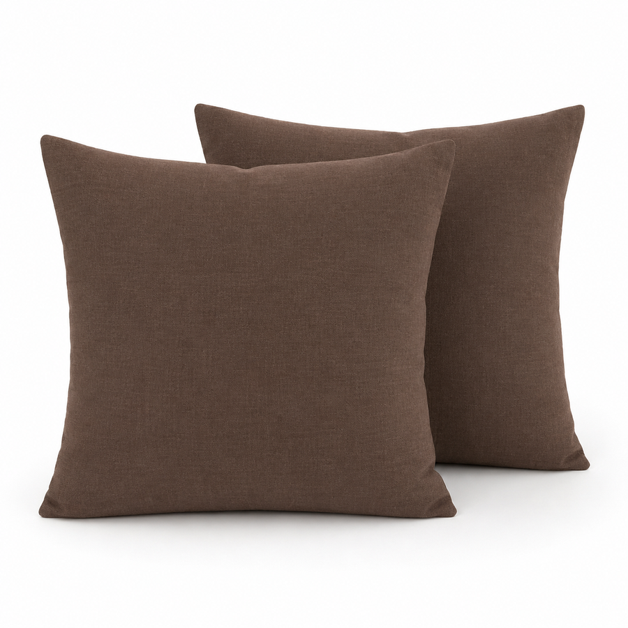 Brown Filled Cushions 45 × 45 cm, Set of 2 Soft Textured Square Throw Pillows for Sofa & Bed