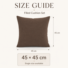 Set of two brown filled cushions, 45 × 45 cm