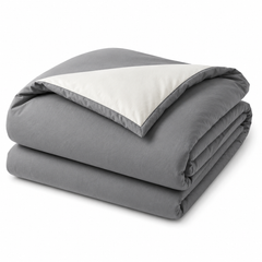 Grey and ivory reversible comforter, 230 × 250 cm