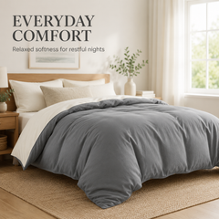 Grey and ivory reversible comforter, 230 × 250 cm