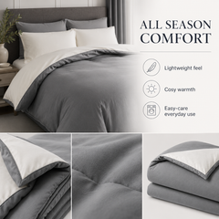 Grey and ivory reversible comforter, 230 × 250 cm