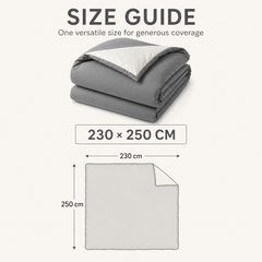 Grey and ivory reversible comforter, 230 × 250 cm