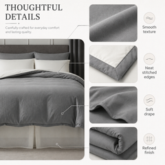 Grey and ivory reversible comforter, 230 × 250 cm